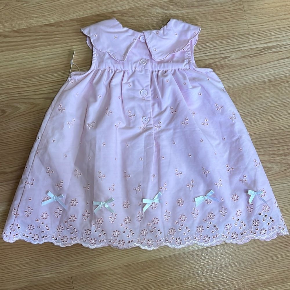 B.T. KIDS GIRLS SIZE 6/9 MONTHS PINK EYELET DRESS - Picture 4 of 6
